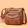 【AE153】Heart Decor Crossbody Bag, Vintage Women's Faux Leather Purse with Multi Pockets