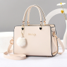 【AE158】Plush Ball Decor Satchel Bag, Stylish Solid Color Hand Bag, Women's Office & Work Shoulder Purse