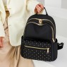 【AE204】Stylish Argyle Quilted Zipper Backpack Purse, Large Capacity Studded Decor Bookbag, Casual Laptop Bag
