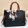 【AE82】Geometric Pattern Satchel Bag Women's Fashion Scarf Decor Shoulder Crossbody Purse