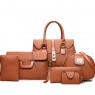【AE87】Argyle Quilted Bag Set, Women's 6 Pcs Trendy Handbag & Shoulder Bag & Chain Crossbody Bag & Clutch Card Bag
