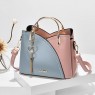 【AE219】Women's Color Block Satchel with Metal Tassel - Stylish Crossbody Bag by XYZ (9.1 x 7.5 x 4.5 in)