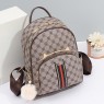 【AE68】Geometric Graphic PVC Backpack Purse with Fuzzy Ball Decor Zipper, Women's Fashion Book Bag for School