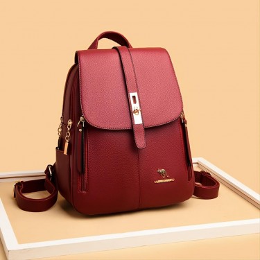 【AE198】Women Large Capacity Backpack, Solid Color Buckle Decor Bag For Outdoor & Travel by XYZ Brand