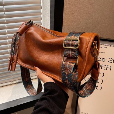 【AE30】Stylish Graphic Pattern Crossbody Bag with Wide Strap and Large Capacity, Perfect for Everyday Use