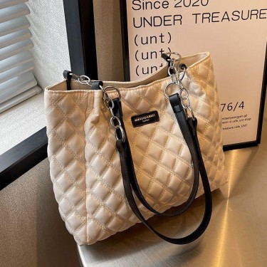 【AE169】Quilted Shoulder Tote Bag: Large Capacity Women's Fashion Handbag