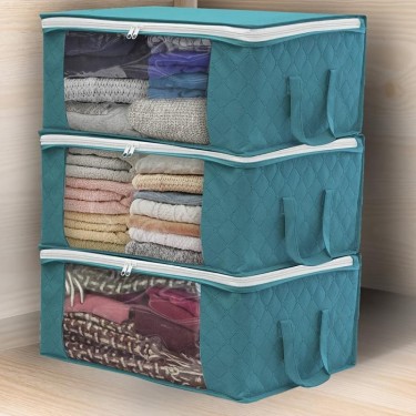 【AE145】Portable Clothes Storage Bag Organizer for Bedroom Closet - Blanket Comforters Bedding Storage Container