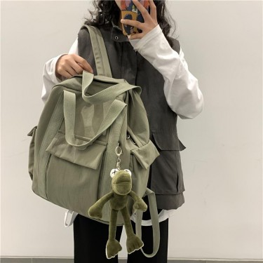 【AE199】Kawaii Large Capacity Nylon Backpack, Preppy Style Solid Color School Bag by Prada