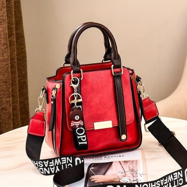 【AE120】Vintage Zipper Decor Crossbody Bag Fashion PU Leather Satchel Purse for Women