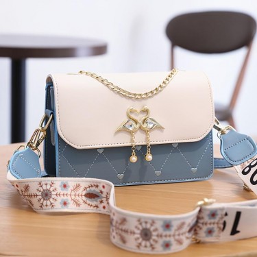 【AE39】Prada Embroidery Detail Flap Square Bag Women's Fashion Chain Decor Crossbody Purse With Bag Charm