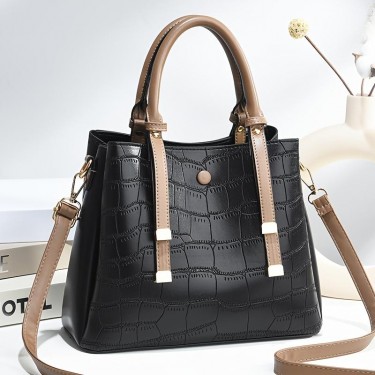 【AE69】Elegant Crocodile Embossed Handbag Women's Zipper Shoulder Bag by Brand XYZ